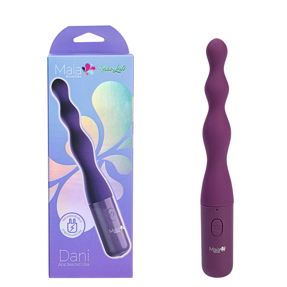 Close up showing the three graduated beads, flexible neck and loop handle ready for anal play with plenty of water based lubricant.