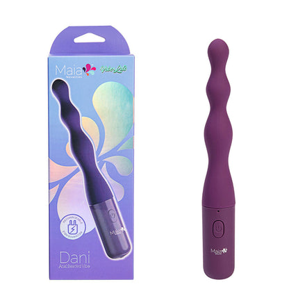 Close up showing the three graduated beads, flexible neck and loop handle ready for anal play with plenty of water based lubricant.