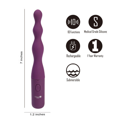 Maia Dani Beaded Vibrator Purple USB Rechargeable 17.8cm